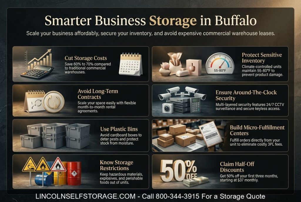 Self Storage for Small Businesses and Online Sellers in Buffalo: Inventory, Equipment & Overflow - Call 716-874-1380
